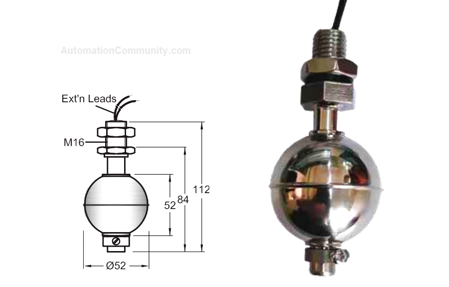 Mini Float Guided Level Switch for Liquids - Pune Techtrol 2 Mini Float Guided Level Switch